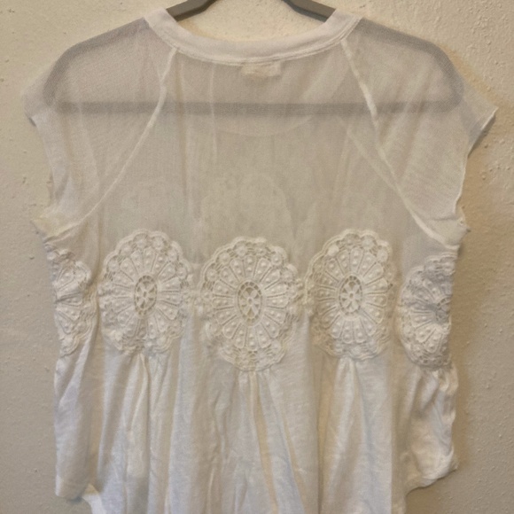 Meadow Rue White Cropped Crochet Mesh Top S - Picture 6 of 8
